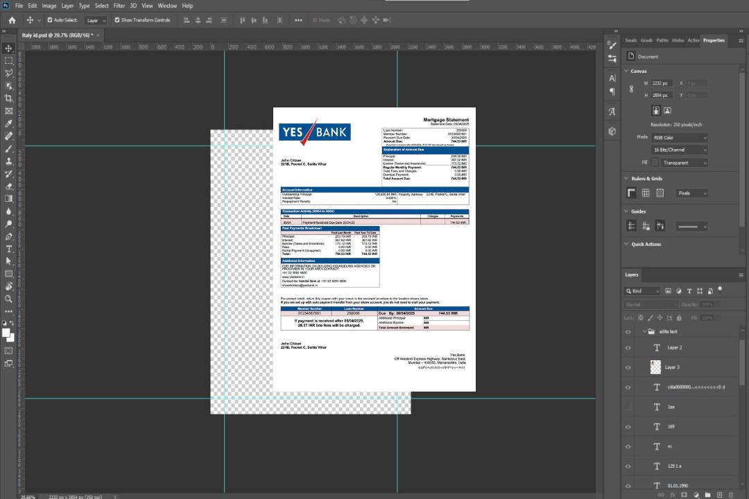 Inde Oui Relevé hypothécaire de la banque Modèle Word et PDF template